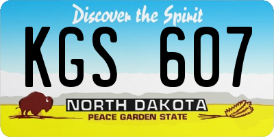 ND license plate KGS607