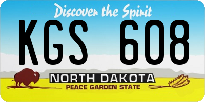 ND license plate KGS608