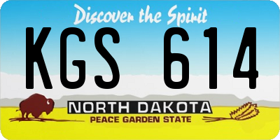 ND license plate KGS614