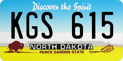 ND license plate KGS615