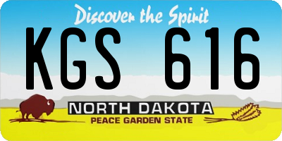 ND license plate KGS616