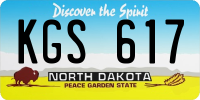 ND license plate KGS617