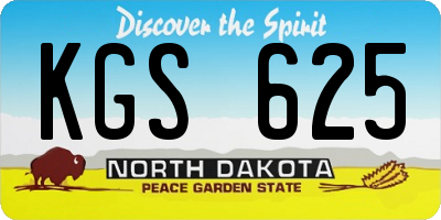 ND license plate KGS625