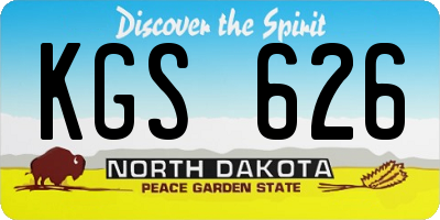 ND license plate KGS626