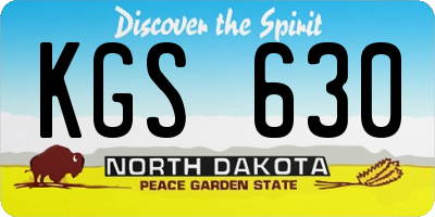 ND license plate KGS630