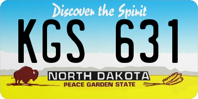 ND license plate KGS631