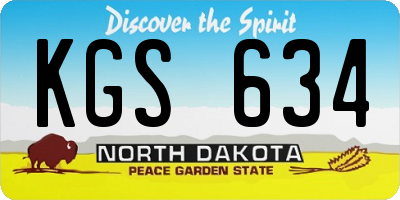 ND license plate KGS634
