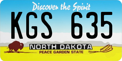ND license plate KGS635
