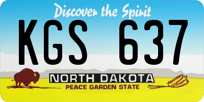 ND license plate KGS637