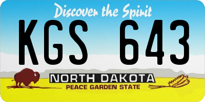 ND license plate KGS643