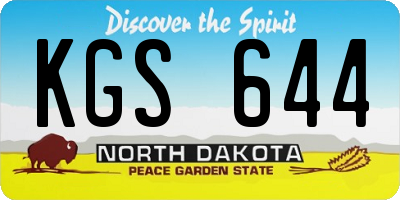 ND license plate KGS644