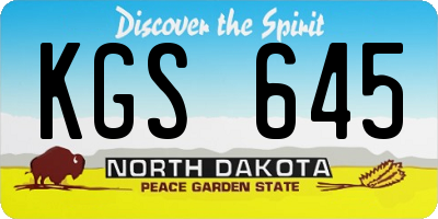 ND license plate KGS645