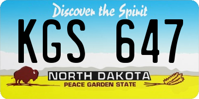 ND license plate KGS647