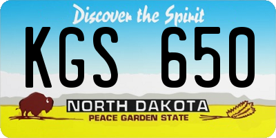 ND license plate KGS650