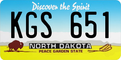 ND license plate KGS651