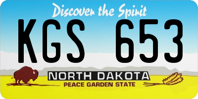 ND license plate KGS653