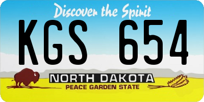 ND license plate KGS654