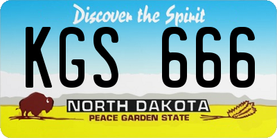 ND license plate KGS666