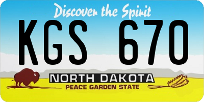 ND license plate KGS670
