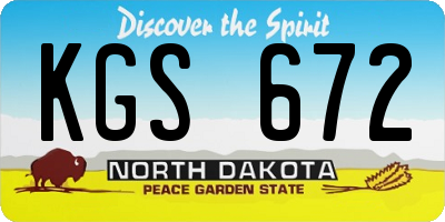 ND license plate KGS672