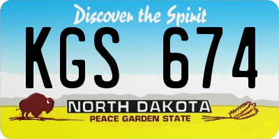 ND license plate KGS674