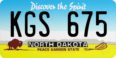 ND license plate KGS675