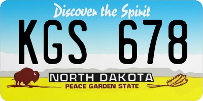 ND license plate KGS678