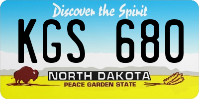 ND license plate KGS680