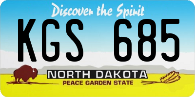 ND license plate KGS685