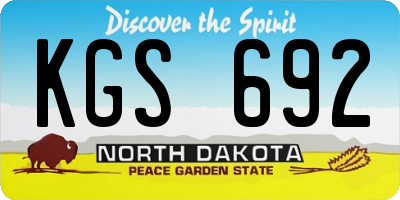 ND license plate KGS692