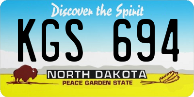 ND license plate KGS694