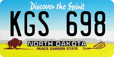 ND license plate KGS698