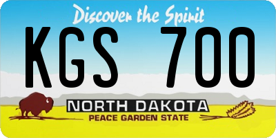 ND license plate KGS700