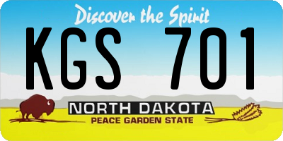 ND license plate KGS701