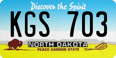 ND license plate KGS703