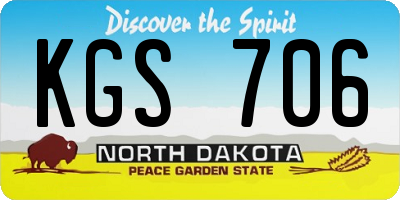 ND license plate KGS706