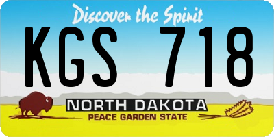 ND license plate KGS718
