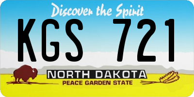 ND license plate KGS721