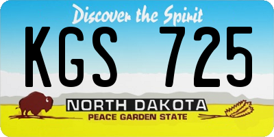 ND license plate KGS725