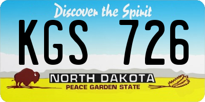 ND license plate KGS726