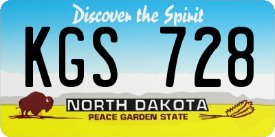 ND license plate KGS728