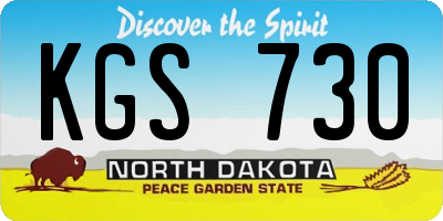 ND license plate KGS730