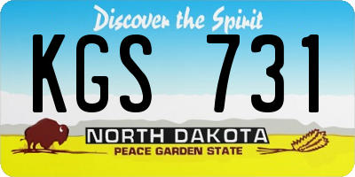 ND license plate KGS731