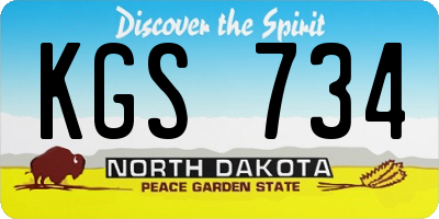 ND license plate KGS734