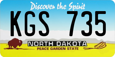 ND license plate KGS735