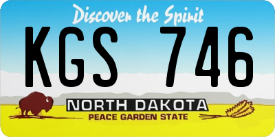 ND license plate KGS746