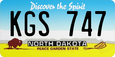 ND license plate KGS747