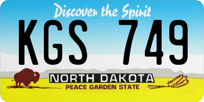 ND license plate KGS749