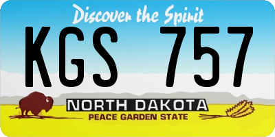 ND license plate KGS757