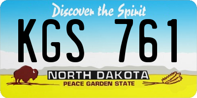 ND license plate KGS761